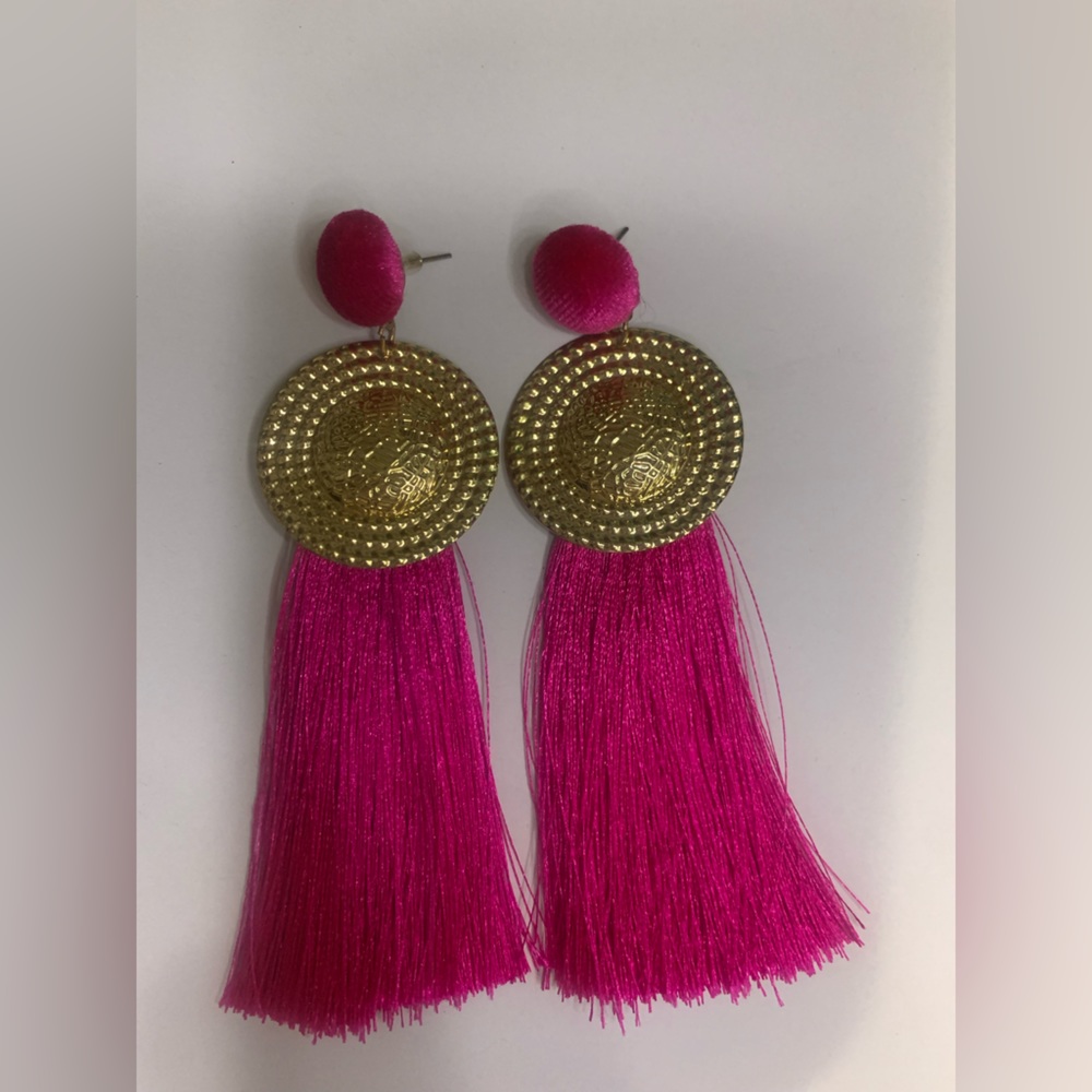MEDALLION TASSLE EARRINGS